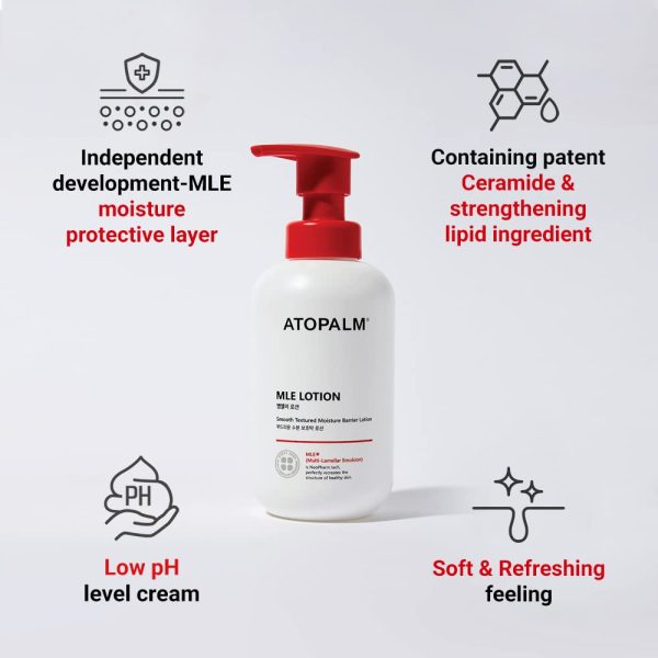 ATOPALM MLE Lotion 300ml, Langanhaltende Gesicht bis Körper Feuchtigkeitscreme, Anti-Juckreiz Baby Kinder Erwachsene Hypoallergen Gesichtscreme Körperlotion, Tagescreme Gesichtspflege, Koreanische 3