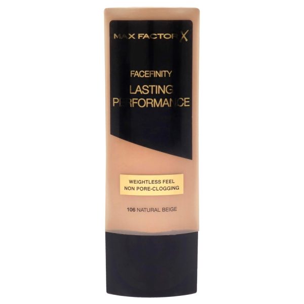 Max Factor Lasting Performance Foundation Natural Beige 106 – Langanhaltendes Flüssig Make-Up – Für die perfekte, schwerelose Grundierung – 1 x 35 ml | 35 ml (1er Pack) 1