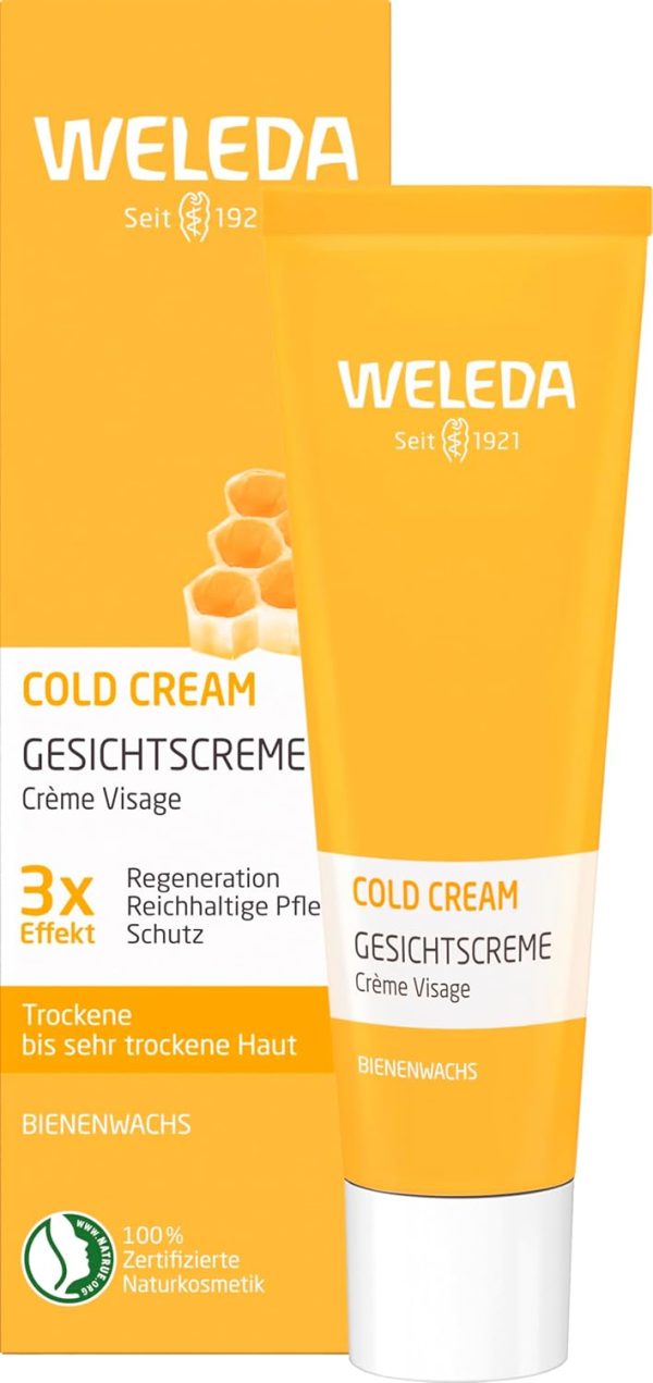 WELEDA Bio Coldcream - Naturkosmetik Gesichtscreme mit Bienenwachs & Mandelöl zur intensiven Pflege von sehr trockener Haut im Gesicht. Feuchtigkeitscreme schützt die Haut vor dem Austrocknen (30ml) 1