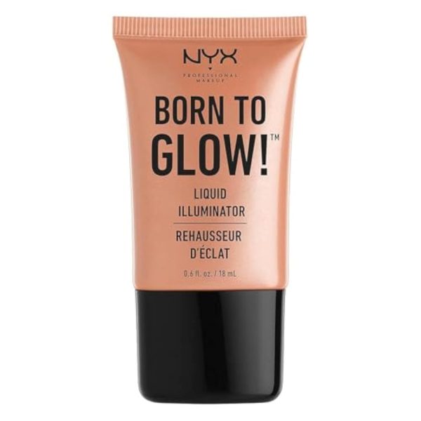 NYX Professional Makeup Born to Glow Liquid Illuminator, Flüssiges Schimmer Makeup, Highlighter, Foundation Base, Vegane Formel, Farbton: Gleam 1