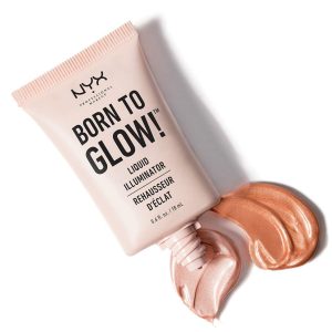 NYX Professional Makeup Born to Glow Liquid Illuminator, Flüssiges Schimmer Makeup, Highlighter, Foundation Base, Vegane Formel, Farbton: Gleam 10