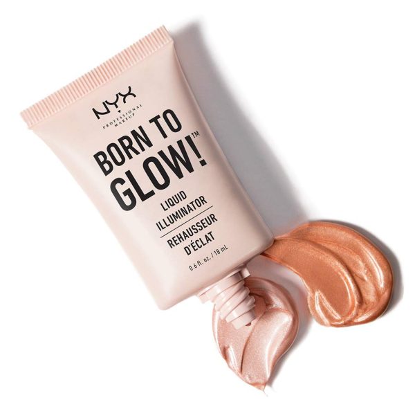 NYX Professional Makeup Born to Glow Liquid Illuminator, Flüssiges Schimmer Makeup, Highlighter, Foundation Base, Vegane Formel, Farbton: Gleam 4