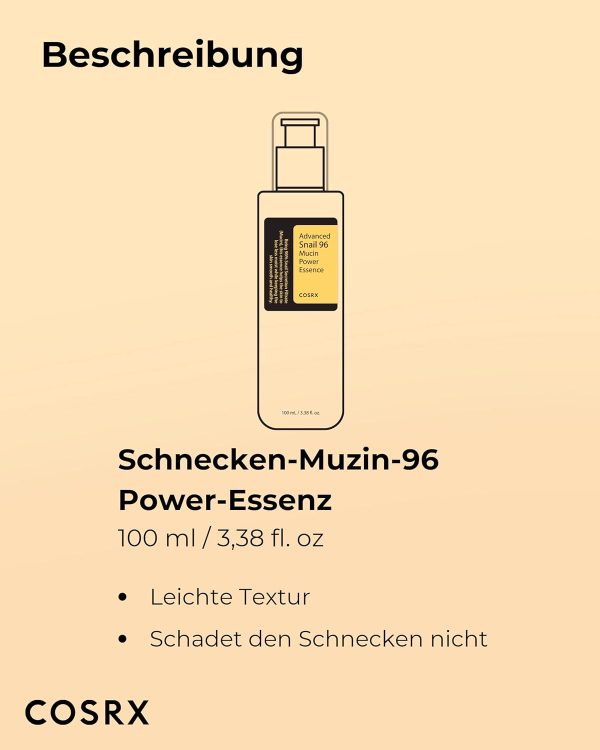 COSRX Advanced Snail 96% Mucin Power Essence 100ml, Gesichtsserum mit Schneckenschleim und Hyaluron hochdosiert, für unreine und empfindliche Haut, Anti Pickel, tierversuchsfrei, Korean Skincare 6