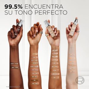 L'Oréal Paris - Flüssige Foundation – Feuchtigkeit 24 Stunden – Formel mit Hyaluronsäure – alle Hauttypen – Farbton: Goldbeige (3.D) – Perfect Match – 30 ml 24