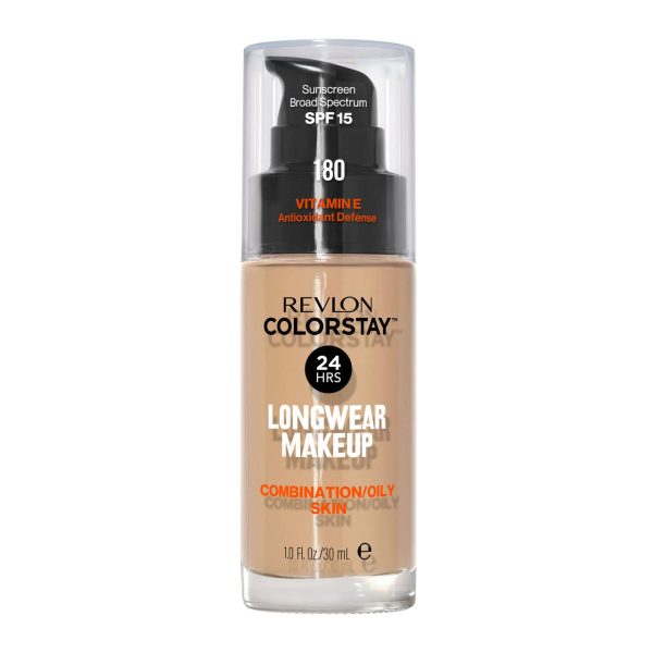 Revlon ColorStay, Foundation für Mischhaut und fettige Haut, mit Sonnenschutz SPF 15, lang anhaltende Formel, ölfrei (30ml), 180 Sand Beige 2