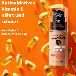 Revlon ColorStay, Foundation für Mischhaut und fettige Haut, mit Sonnenschutz SPF 15, lang anhaltende Formel, ölfrei (30ml), 180 Sand Beige 11