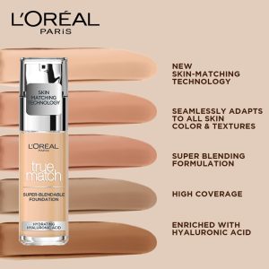 L'Oréal Paris Foundation Perfect Match, deckendes Make Up - perfekte Verschmelzung mit dem Hautton & 24h Feuchtigkeit 9