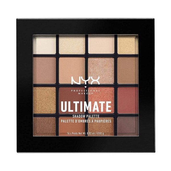 NYX Professional Makeup Lidschattenpalette mit 16 Farbtönen, Intensives und langanhaltendes Finish, Vegane Formel ohne Inhaltsstoffe tierischen Ursprungs, Ultimate Shadow, Farbton: Warm Neutrals 1