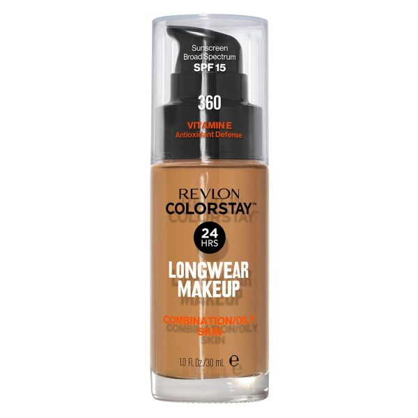 Revlon Colorstay Liquid Foundation Make-up für Mischhaut/fettige Haut LSF 15, Longwear Mittelvolle Deckkraft mit mattem Finish, Golden Caramel (360), 30 ml 1