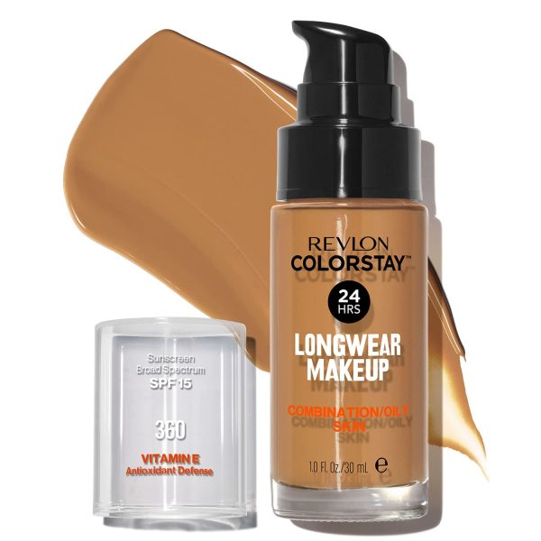 Revlon Colorstay Liquid Foundation Make-up für Mischhaut/fettige Haut LSF 15, Longwear Mittelvolle Deckkraft mit mattem Finish, Golden Caramel (360), 30 ml 2