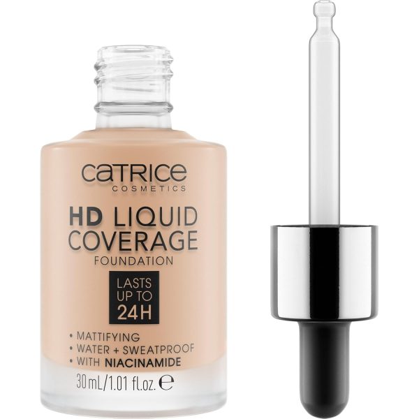 Catrice Make-up flüssig HD Liquid Coverage Foundation nude 30, langanhaltend mattierend, matt, vegan, 30ml 2