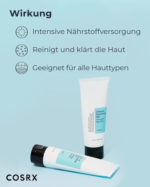 COSRX Gesichtsmaske Ultimate Nourishing Rice Overnight Spa Mask | Feuchtigkeitscreme mit 68% Reis-Extrakt und 2% Niacinamid | für alle Hauttypen | Vegan, tierversuchsfrei | Korean Skincare 3