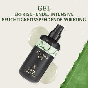 Aloe Vera Gel 100% Vegan - Das Beste der Aloe Vera Pflanze - Natürliche After Sun Pflege 200ml - Bei Sonnenbrand & als Feuchtigkeitscreme - Skincare - Naturkosmetik - Satin Naturel 28