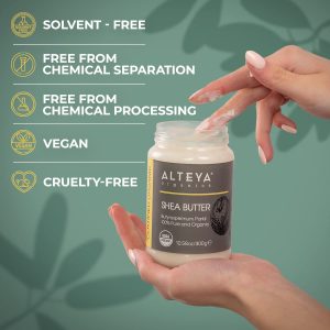 Alteya Organic Bio Sheabutter 300 g – USDA Organic Zertifiziert 100% Rein Vegan – alle Hauttypen, Natürliche Körperbutter - Gesicht, Lippen, Haare - Pflegt, Schützt, Befeuchtet 9