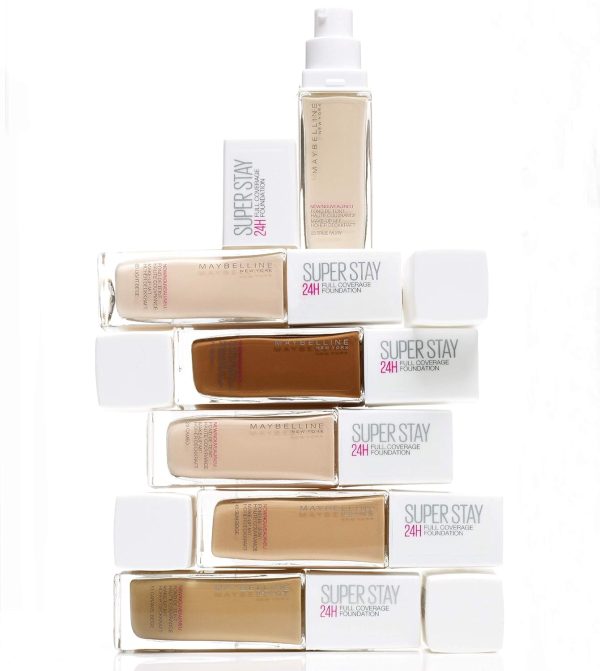 Maybelline New York Foundation, Superstay 24-Stunden-Foundation, leichtes Gefühl, wasser- und transferbeständig, 30 ml, Farbton: 70 Cocoa 3