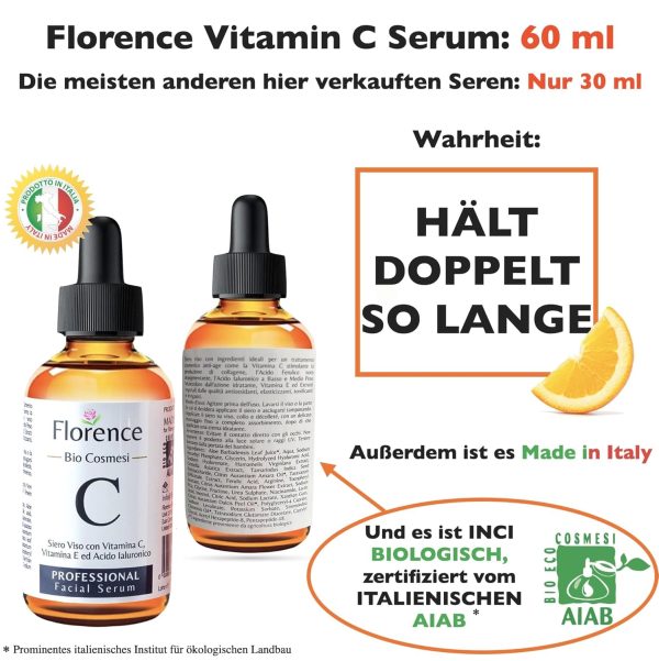 60ml Bio Hyaluron Serum mit Vitamin C, E. Hochkonzentriert Anti-Falten, Anti-Aging und Dunkle-Flecken. Hyaluronsäure-Gesichtsserum, ideal als Augenkonturcreme und für Dermaroller. Vegane Naturkosmetik 2