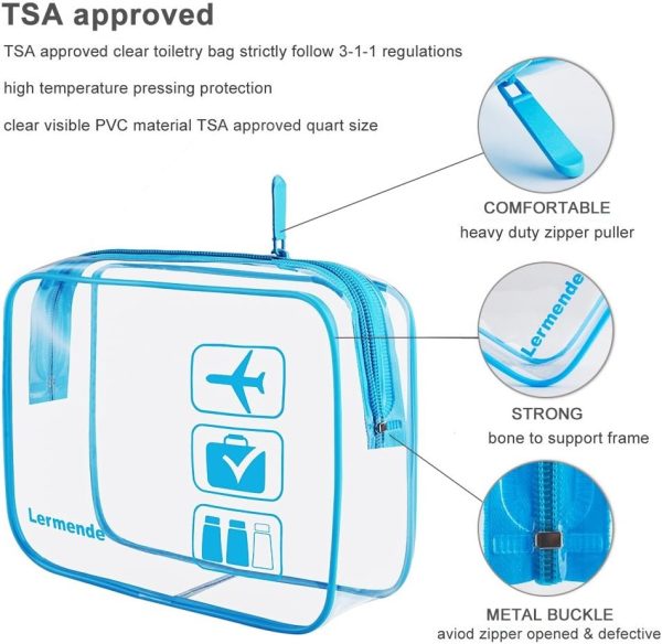 Lermende Transparente Kulturtasche, Flüssigkeiten Beutel Handgepäck TSA-geprüft Kosmetiktasche,Transparente Tasche Flughafen-konforme Tasche,Reisebeutel Flugzeug 1 Liter. 2