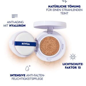 NIVEA 3in1 Anti-Age Pflege Kissen für natürliche Tönung und Feuchtigkeit, Für Mittlere Hauttypen, 15 ml 15