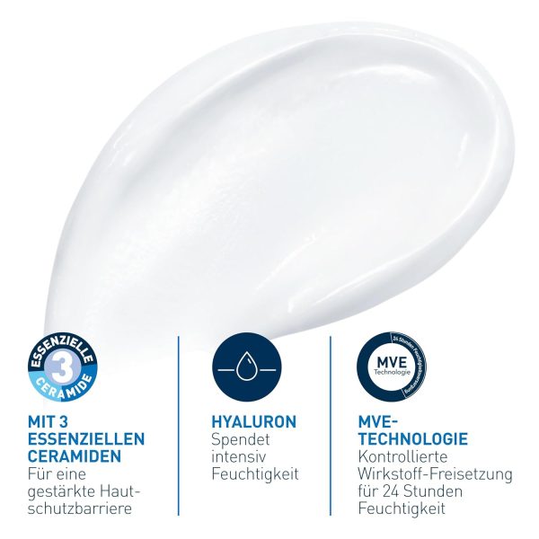 CeraVe Feuchtigkeitscreme für Körper und Gesicht, Creme für trockene bis sehr trockene Haut, Mit Hyaluron und 3 essenziellen Ceramiden, Auch bei Neurodermitis und für Allergiker, 177 ml 2