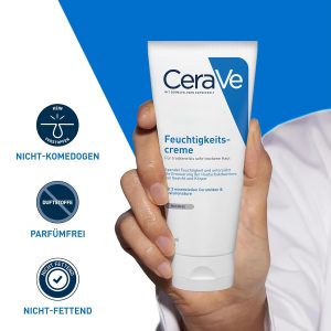 CeraVe Feuchtigkeitscreme für Körper und Gesicht, Creme für trockene bis sehr trockene Haut, Mit Hyaluron und 3 essenziellen Ceramiden, Auch bei Neurodermitis und für Allergiker, 177 ml 13