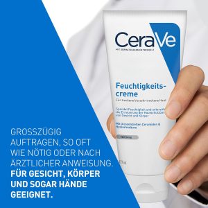 CeraVe Feuchtigkeitscreme für Körper und Gesicht, Creme für trockene bis sehr trockene Haut, Mit Hyaluron und 3 essenziellen Ceramiden, Auch bei Neurodermitis und für Allergiker, 177 ml 23