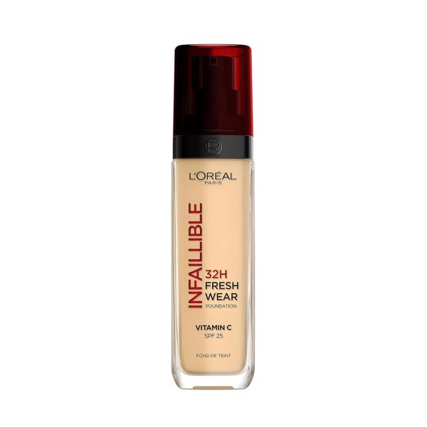 L'Oréal Paris Make-up, Wasserfest und langanhaltend, Flüssige Foundation mit LSF 25, Infaillible 32H Fresh Wear Make-up, Nr. 130 True Beige, 30 ml 1