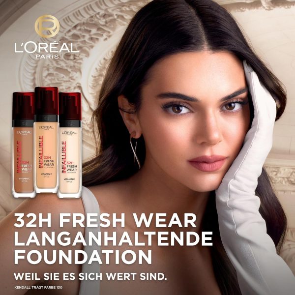 L'Oréal Paris Make-up, Wasserfest und langanhaltend, Flüssige Foundation mit LSF 25, Infaillible 32H Fresh Wear Make-up, Nr. 130 True Beige, 30 ml 2