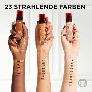 L'Oréal Paris Make-up, Wasserfest und langanhaltend, Flüssige Foundation mit LSF 25, Infaillible 32H Fresh Wear Make-up, Nr. 130 True Beige, 30 ml 20