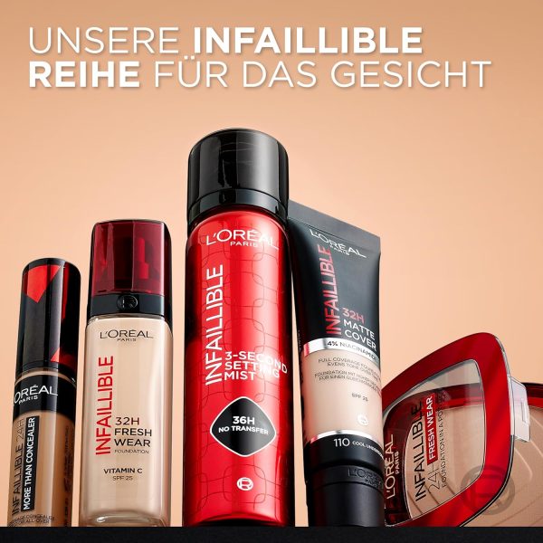 L'Oréal Paris Make-up, Wasserfest und langanhaltend, Flüssige Foundation mit LSF 25, Infaillible 32H Fresh Wear Make-up, Nr. 130 True Beige, 30 ml 9