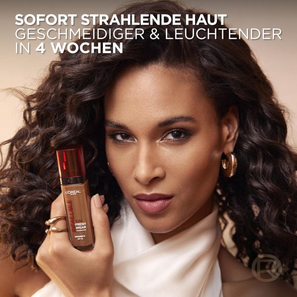 L'Oréal Paris Make-up, Wasserfest und langanhaltend, Flüssige Foundation mit LSF 25, Infaillible 32H Fresh Wear Make-up, Nr. 200 Golden Sand, 30 ml 5