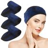 KinHwa Haarband Kosmetik Stirnband Frottee 3 Stück Haarband schminken Verstellbare Haarschutzband mit Klettverschluss Mikrofaser Haarbänder kosmetik für Make Up, Sport, Yoga, Spa, Gesicht, Navy blau 20