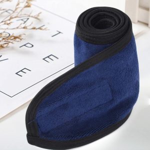 KinHwa Haarband Kosmetik Stirnband Frottee 3 Stück Haarband schminken Verstellbare Haarschutzband mit Klettverschluss Mikrofaser Haarbänder kosmetik für Make Up, Sport, Yoga, Spa, Gesicht, Navy blau 18