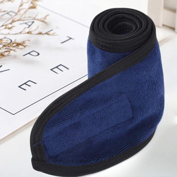 KinHwa Haarband Kosmetik Stirnband Frottee 3 Stück Haarband schminken Verstellbare Haarschutzband mit Klettverschluss Mikrofaser Haarbänder kosmetik für Make Up, Sport, Yoga, Spa, Gesicht, Navy blau 7