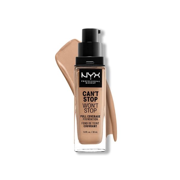 NYX Professional Makeup Can't Stop Won't Stop Full Coverage Foundation, Langanhaltend, Wasserfest, Vegane Formel, Mattierter Teint, Farbton: Medium buff 1