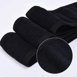 Queta Haarband für Make Up, Kosmetik Stirnband Frottee, verstellbare Haarschutzband mit Klettverschluss 3pcs (Schwarz, Normal) 13