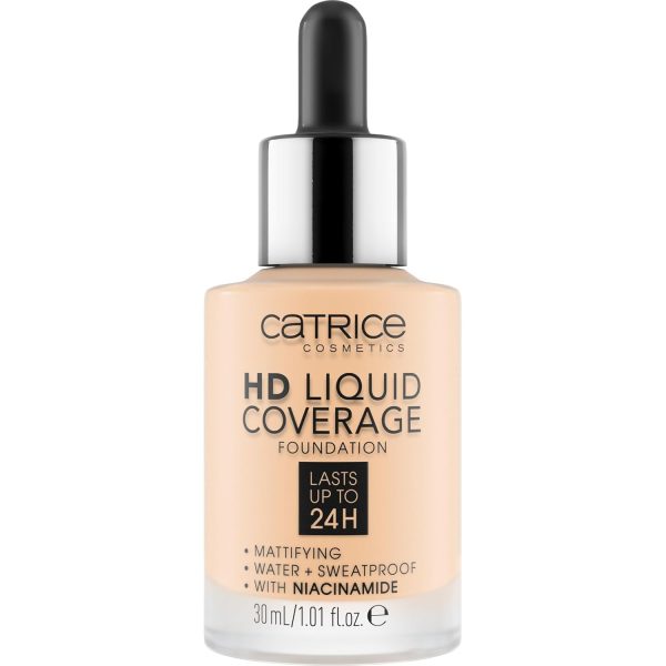 Catrice HD Liquid Coverage Foundation, Nr. 002, Nude, langanhaltend, mattierend, matt, für unreine Haut, vegan, ölfrei, wasserfest, ohne Alkohol, 1er Pack (30ml) 1