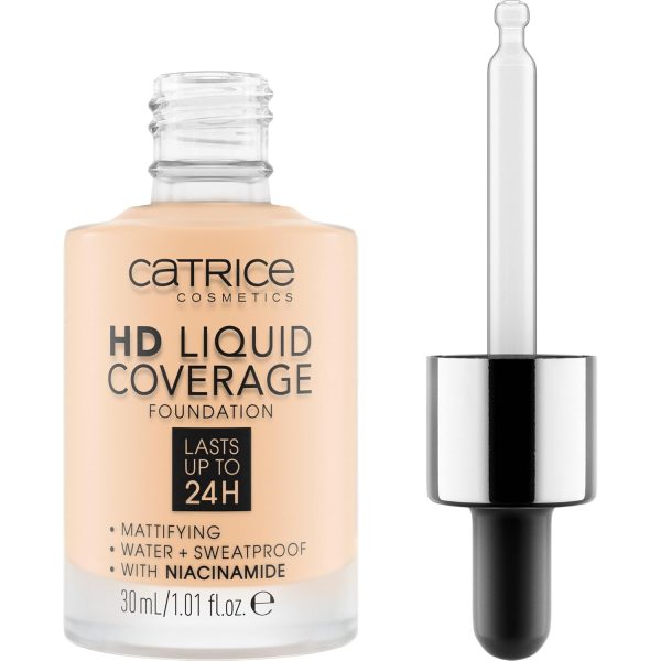 Catrice HD Liquid Coverage Foundation, Nr. 002, Nude, langanhaltend, mattierend, matt, für unreine Haut, vegan, ölfrei, wasserfest, ohne Alkohol, 1er Pack (30ml) 2