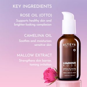 Alteya Organics Sanfters Balancierendes Reinigungsmittel Luminous Rose 120 ml - NaTrue Bio-zertifiziert 100% rein natürlich, Gesichtswasser für alle Hauttypen 9