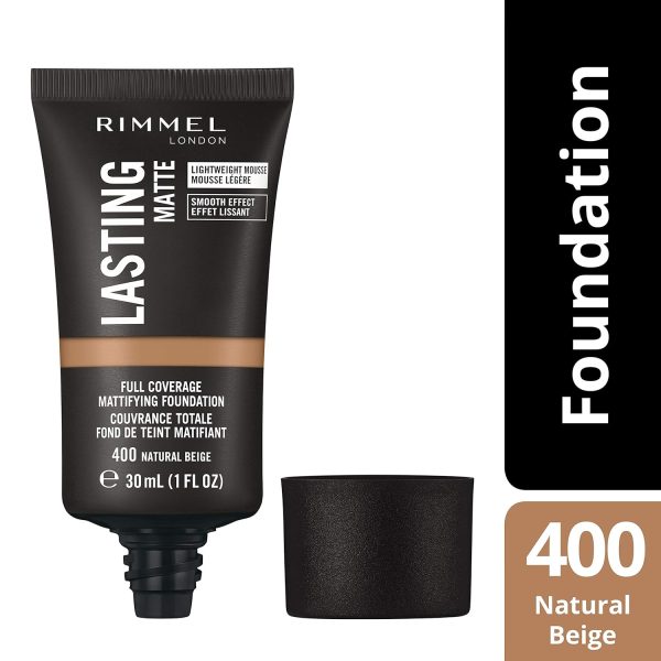 Rimmel Lasting Matte Full Coverage Light-weight Foundation 30 ml, 400 Natural Beige 2