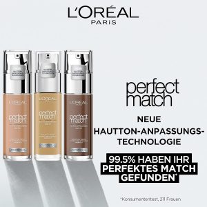 L'Oréal Paris Make up, Flüssige Foundation mit Hyaluron und Aloe Vera, Perfect Match Make-Up, Nr. 1.N Ivoire/Ivory, 30 ml 7