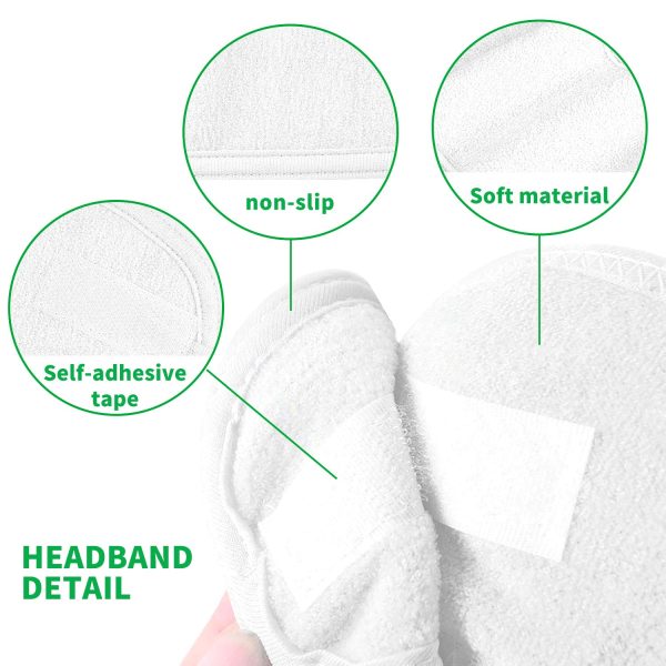 3Pcs Kosmetik Haarband,XCOZU Spa Kosmetik Stirnband Frottee Haarband für Make Up Damen Sport Yoga kosmetische Behandlungen,Verstellbare Haarschutzband mit Klettverschluss(Schwarz Weiß Pink) 6