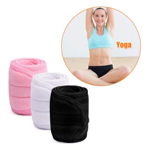 3Pcs Kosmetik Haarband,XCOZU Spa Kosmetik Stirnband Frottee Haarband für Make Up Damen Sport Yoga kosmetische Behandlungen,Verstellbare Haarschutzband mit Klettverschluss(Schwarz Weiß Pink) 18