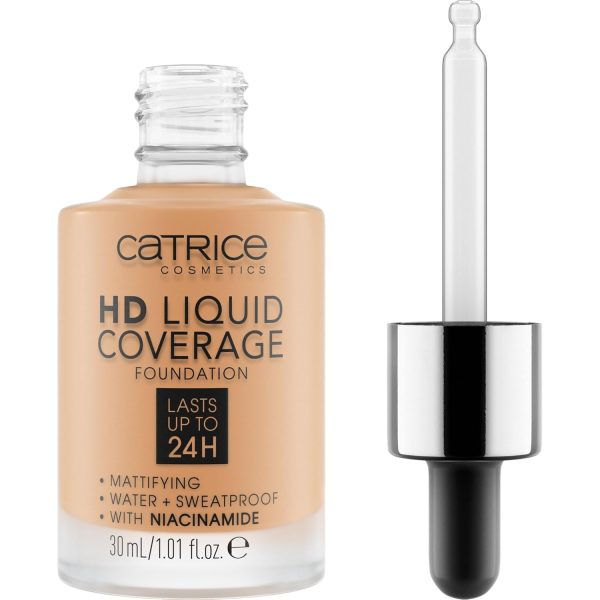 Catrice HD Liquid Coverage Foundation, Nr. 034, Nude, langanhaltend, mattierend, matt, für unreine Haut, vegan, ölfrei, wasserfest, ohne Alkohol, 1er Pack (30ml) 2