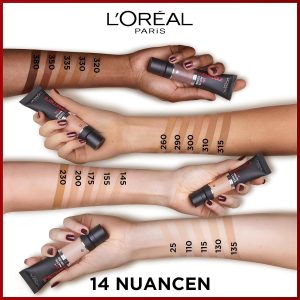 L'Oréal Paris Make up, Wasserfest und langanhaltend, Mattierende, flüssige Foundation mit hoher Deckkraft, Formel mit 4% Niacinamiden, Infaillible 32H Matte Cover, Nr. 230 Warm, 1 x 30 ml 13