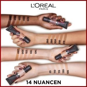 L'Oréal Paris Make up, Wasserfest und langanhaltend, Mattierende, flüssige Foundation mit hoher Deckkraft, Formel mit 4% Niacinamiden, Infaillible 32H Matte Cover, Nr. 135 Warm, 1 x 30 ml 16