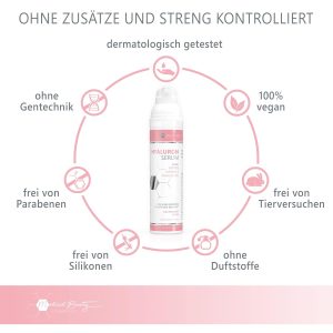 Hyaluron Serum hochdosiert 100ml - mit Anti Aging Booster Avocado-Öl, Peptiden und Vitamin E – vegane Anti-Falten Gesichtscreme für Augen, Hals und Dekolleté mit quervernetzter Hyaluronsäure 14