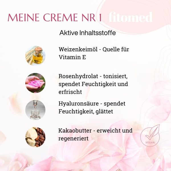 Fitomed Naturkosmetik Gesichtscreme für Trockene Haut 55g – Vegan Feuchtigkeitscreme Gesicht mit Kakaobutter und Rosenwasser - Ernährung und Regeneration 4