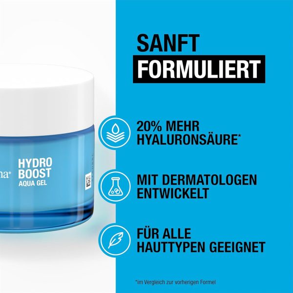 Neutrogena Hydro Boost Aqua Gel (50 ml), feuchtigkeitsspendende Gesichtscreme mit Hyaluronsäure, Aminosäuren & Elektrolyten, schnell einziehendes Gel für normale & Mischhaut 6