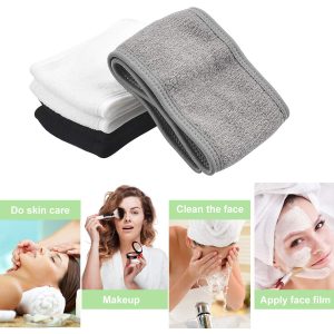 NATUCE 3 Stück Kosmetik Stirnband Frottee, Haarband für Make Up, Verstellbare Haarschutzband mit Klettverschluss für Sport, Yoga, Washen, Spa Kosmetik Stirnband Frottee für Gesicht Waschen Make-up 14