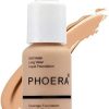 ABRUS® - PHOERA Soft Matte Full Coverage Foundation and Concealer, Poreless Liquid Foundation Makeup Flawless Cream Smooth Long Lasting 24HR Waterproof Blendable Foundation 30ml (104 Buff Beige) 28